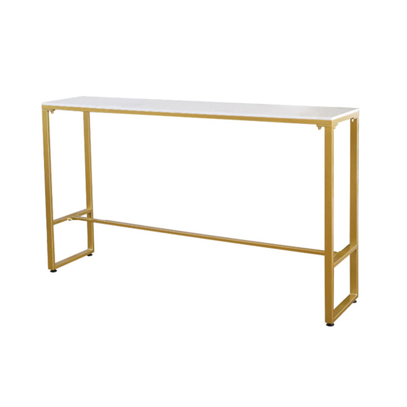 Glam White Marble Bar Table with Rectangle Table Top Gold Trestle Table - 42" H