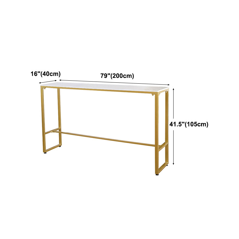 Glam White Marble Bar Table with Rectangle Table Top Gold Trestle Table - 42" H