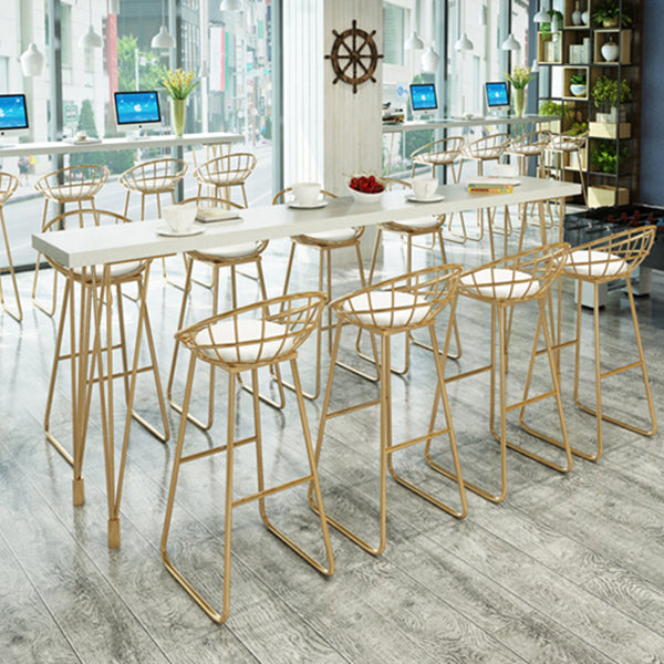 White Glam Style Bar Table in Iron and Wood Bar Indoor Bar Counter