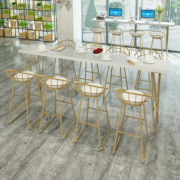 White Glam Style Bar Table in Iron and Wood Bar Indoor Bar Counter