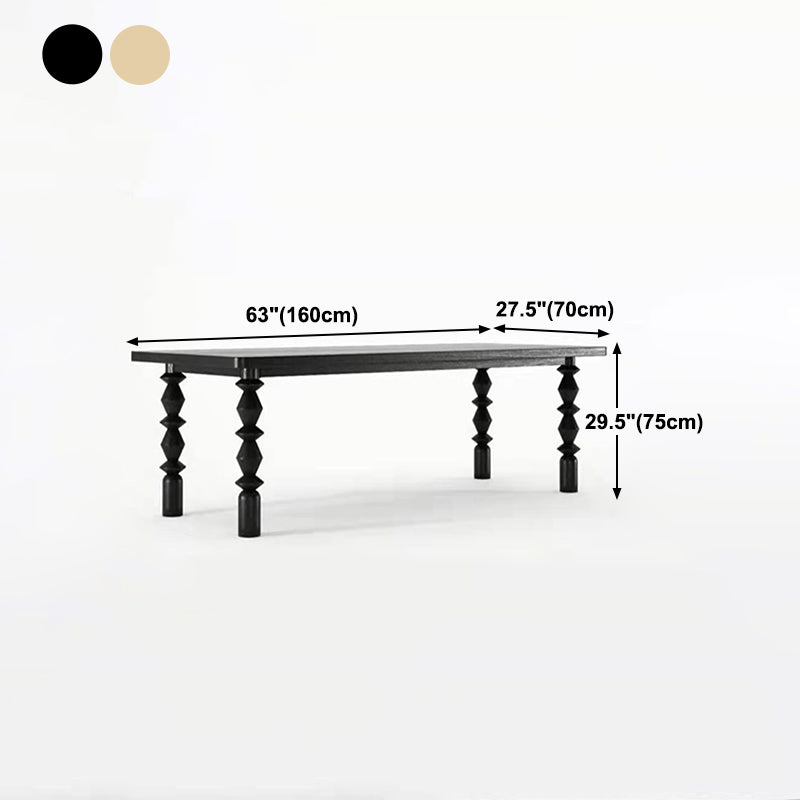 Rectangle Shape Casual Dining Table Solid Wood Fixed Table for Restaurant