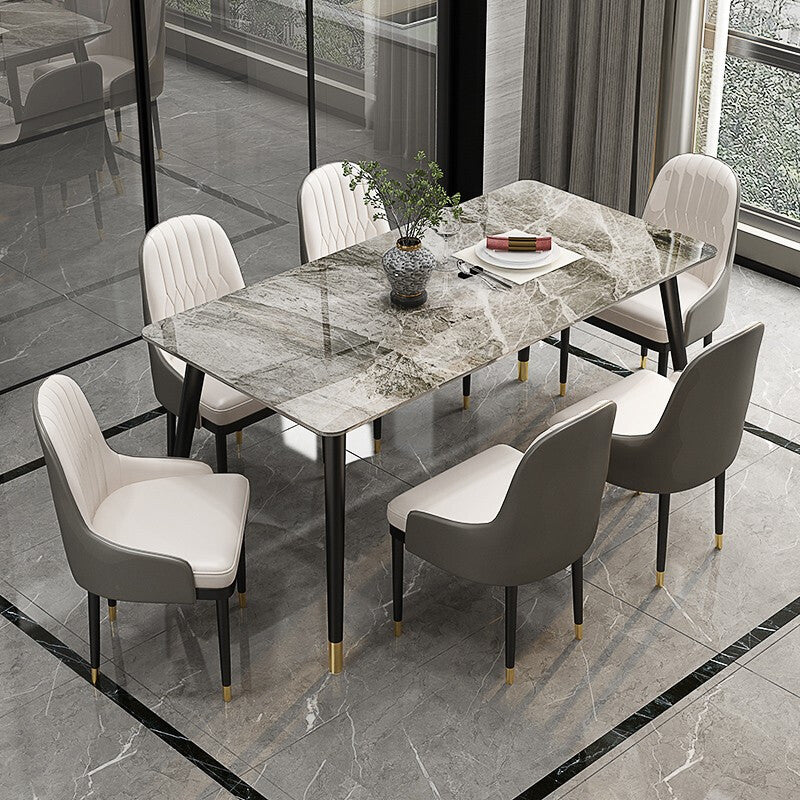 1/2/5/7 Pcs Metal Modern Dining Room Set with Rectangle Table Dinette Set