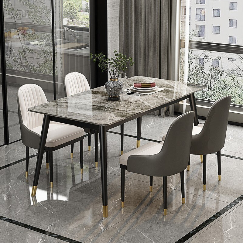 1/2/5/7 Pcs Metal Modern Dining Room Set with Rectangle Table Dinette Set