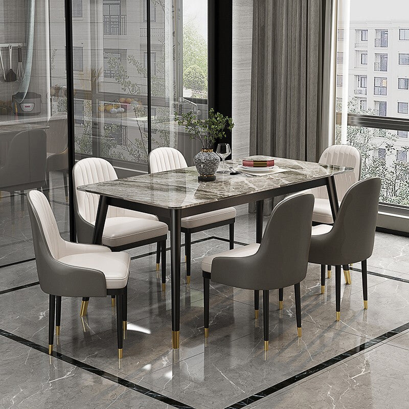 1/2/5/7 Pcs Metal Modern Dining Room Set with Rectangle Table Dinette Set