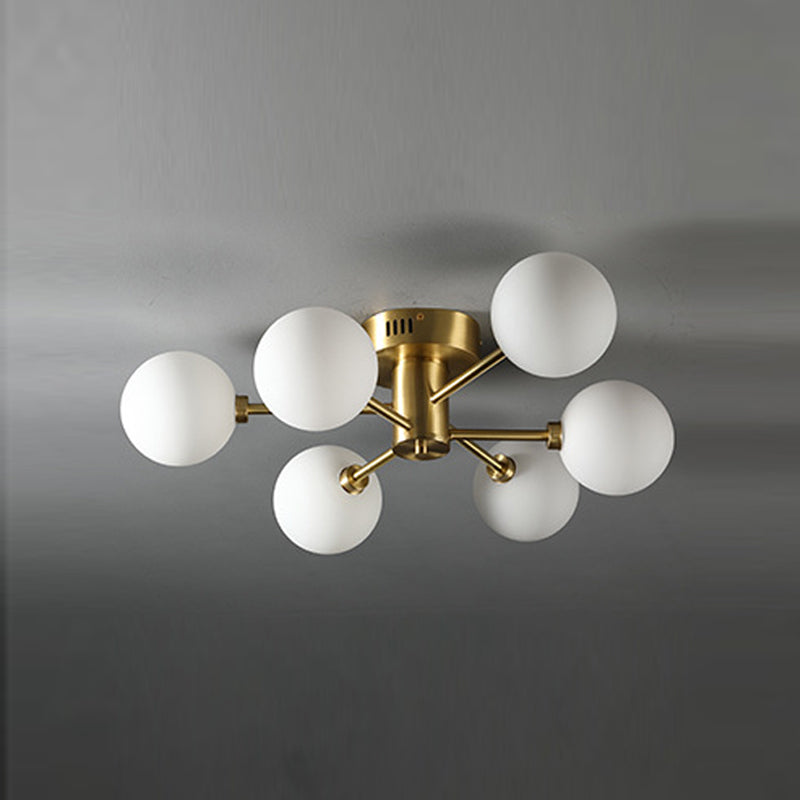 Sphere Glass Semi Flush Ceiling Light Nordic Style Semi Flush Mount Lighting