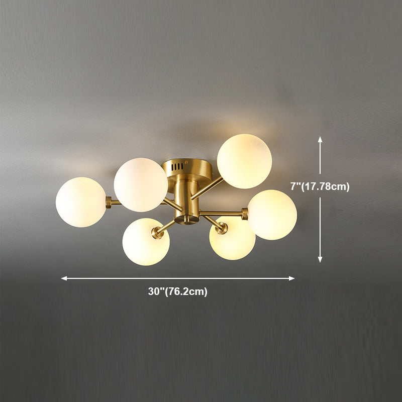 Sphere Glass Semi Flush Ceiling Light Nordic Style Semi Flush Mount Lighting