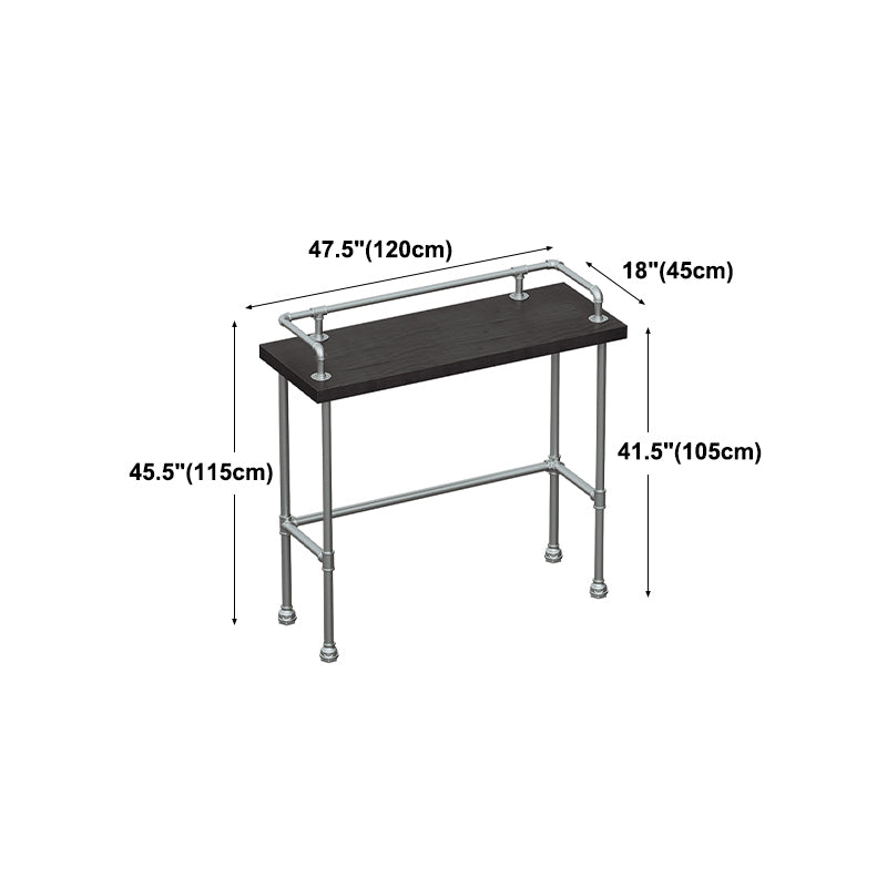 Industrial Wood Pub Table with Rectangle Table Top Silver Trestle Table - 42" H