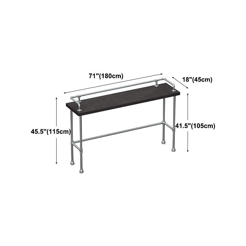 Industrial Wood Pub Table with Rectangle Table Top Silver Trestle Table - 42" H