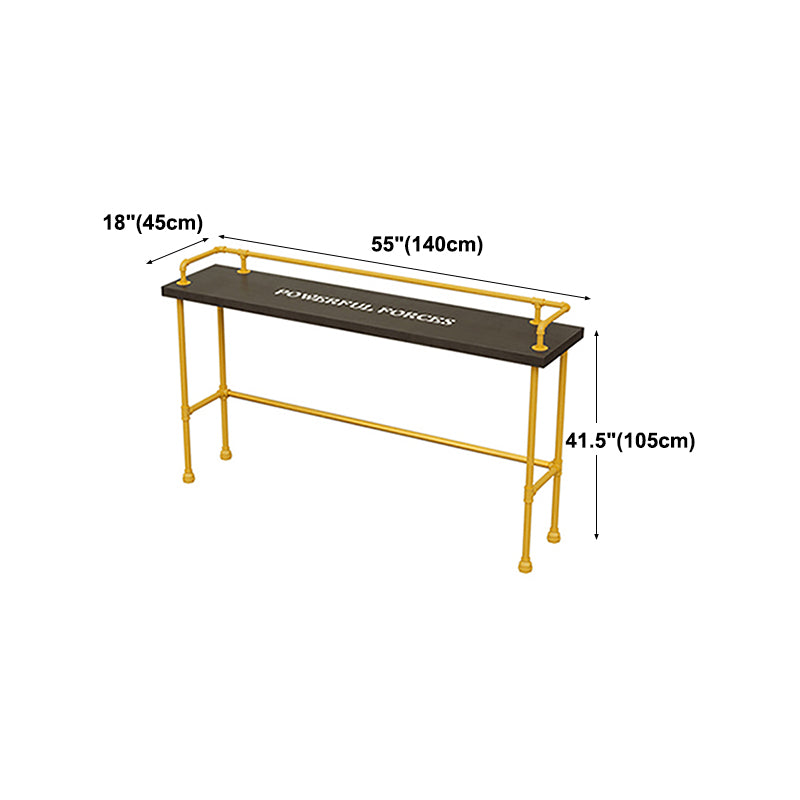 Industrial Black Wood Bar Table with Rectangle Table Top Yellow Trestle Table - 42" H