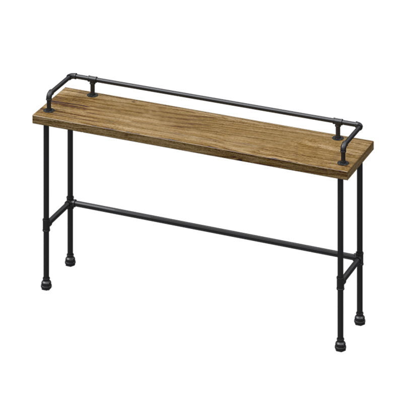 Industrial Wood Pub Table with Rectangle Table Top Black Trestle Table - 42" H