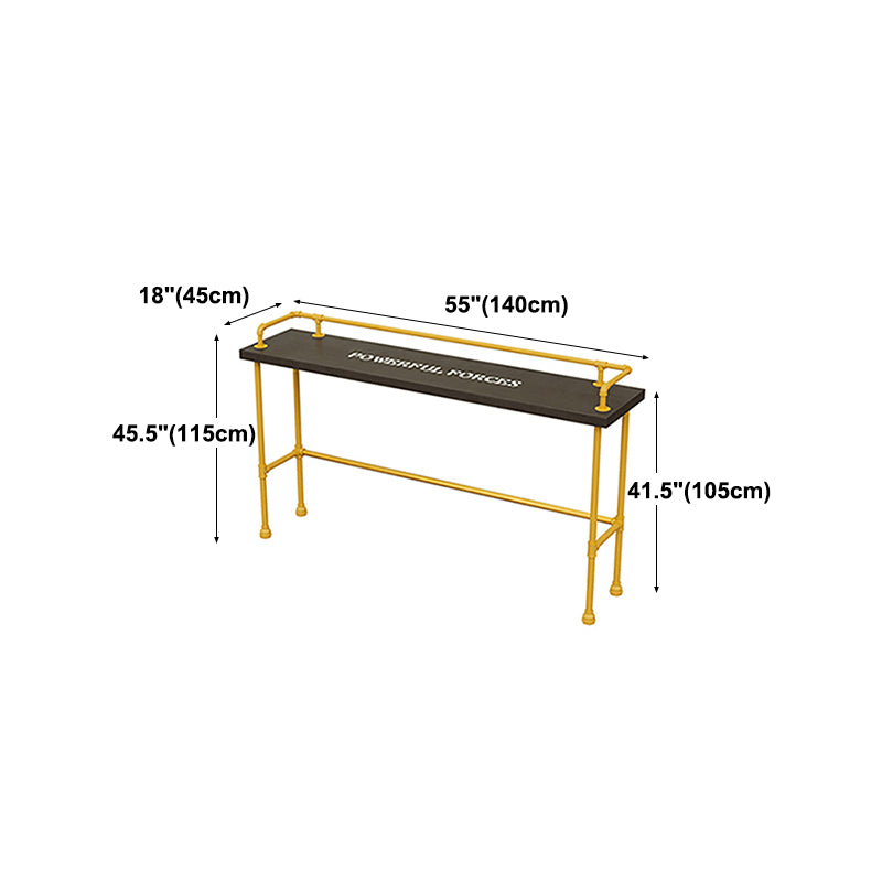 Industrial Black Wood Pub Table with Rectangle Table Top Yellow Trestle Table - 42" H