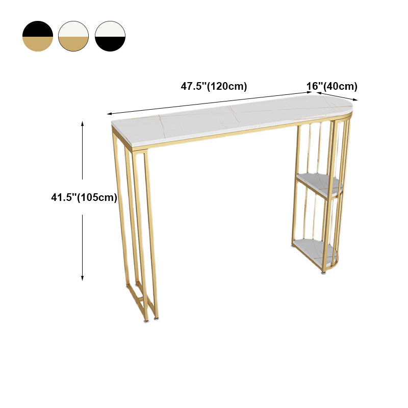 Glam White Marble Pub Table with Specialty Table Top Double Pedestal Table - 42" H