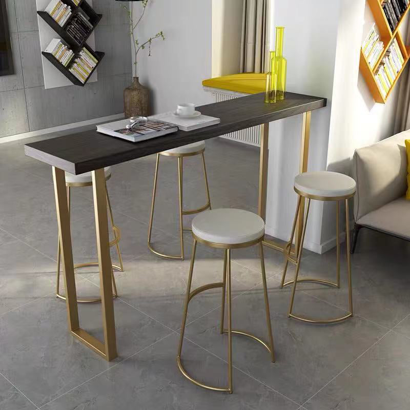 White Glam Style Bar Table in Metal and Faux Marble Bar Table Milk Tea Shop Bar Table