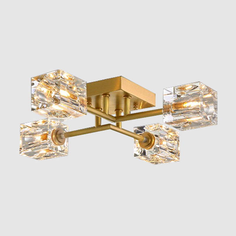 Cube contemporain Flush Lightture Crystal Flush Mount Lights pour le salon