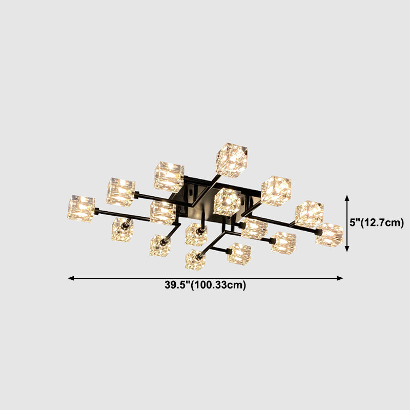 Cube contemporain Flush Lightture Crystal Flush Mount Lights pour le salon