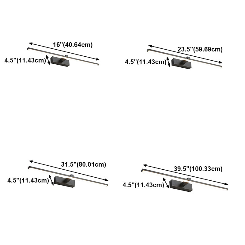 Forma lineal de metal apliques de pared moderno 1 luz de pared de espejo de luz