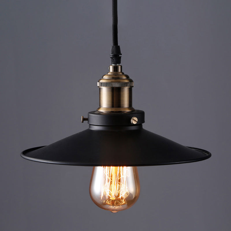 Black Industrial Pendant Light 1-Light Cone Hanging Ceiling Light for Dining Room