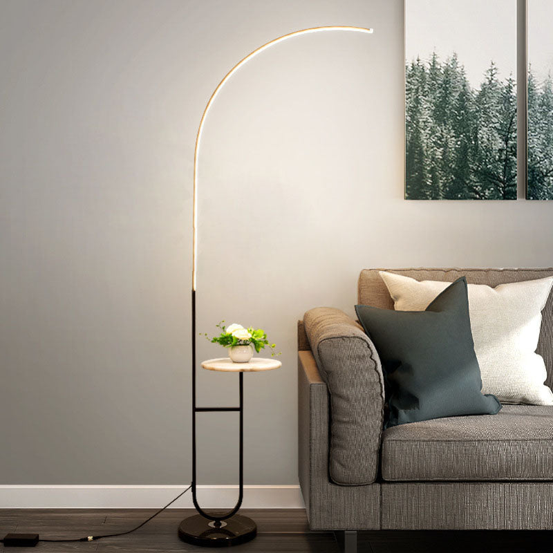 Metal Linear Floor Lamps Modern Style 1 Light Standard Lamps in Black