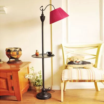 Contemporary Black Base Floor Lamp Bucket Shade One Light Metal Floor Light for Living Room