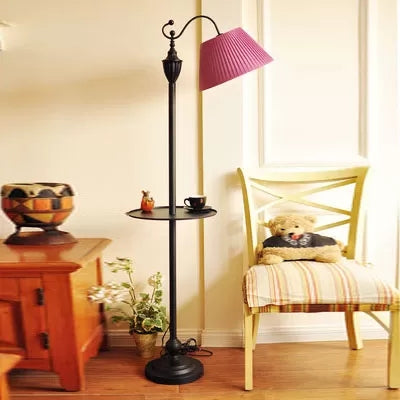 Contemporary Black Base Floor Lamp Bucket Shade One Light Metal Floor Light for Living Room