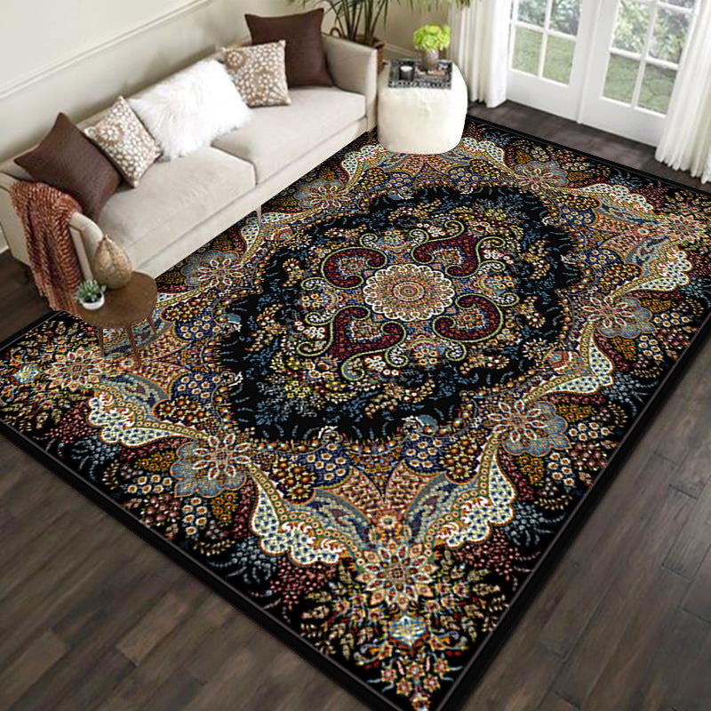 Vino Red Bohemian Rug Poliéster Alfombra gráfica Alfombra lavable para sala de estar