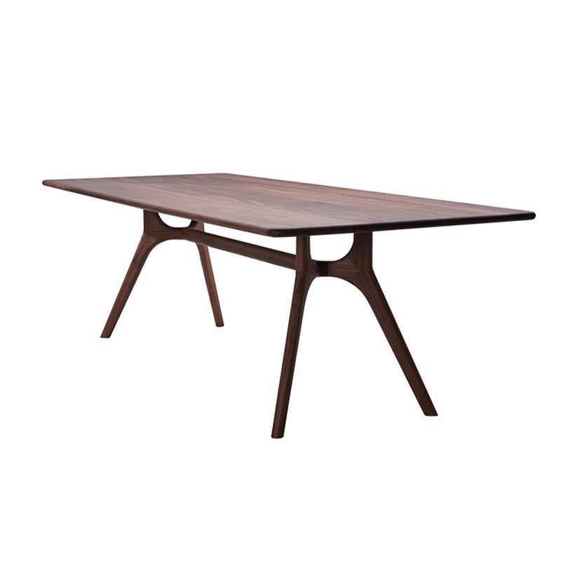 Rectangle Wood Color Dining Table Solid Wood Table Modern with Trestle Base