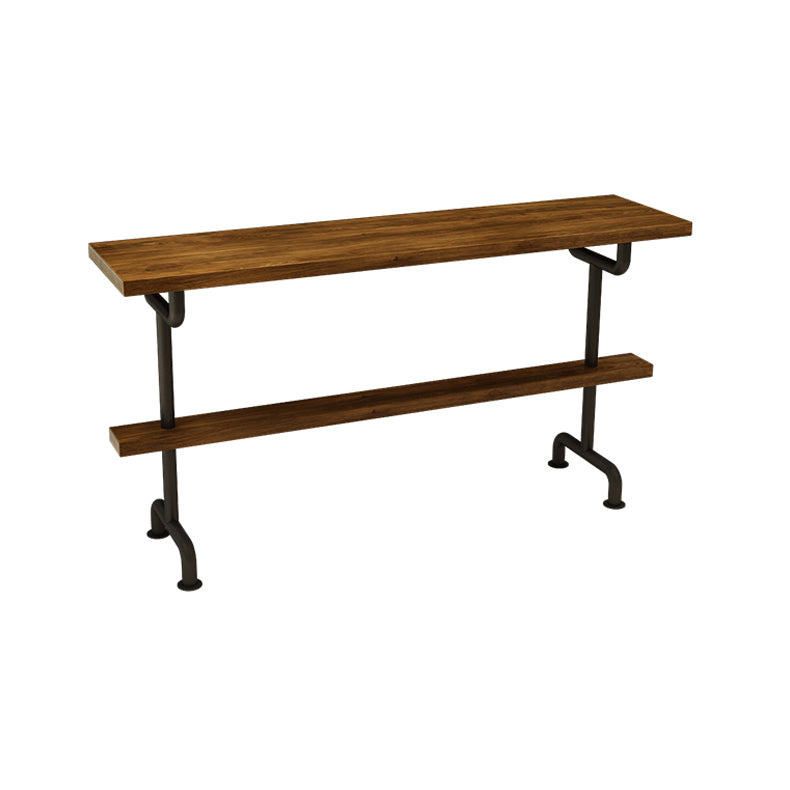 Light Brown Industrial Style Bar Table in Iron and Solid Wood Bar Table