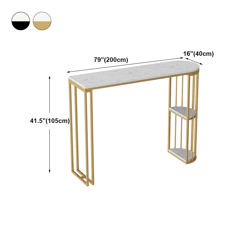 Glam Marble Table with Oval Table Top Gold Double Pedestal Table with 42-inch Height