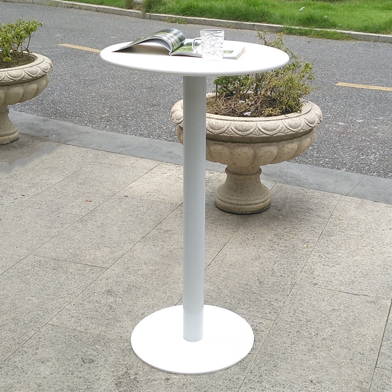 White Modern Style Round Table in Metal Milk Tea Shop Bar Table