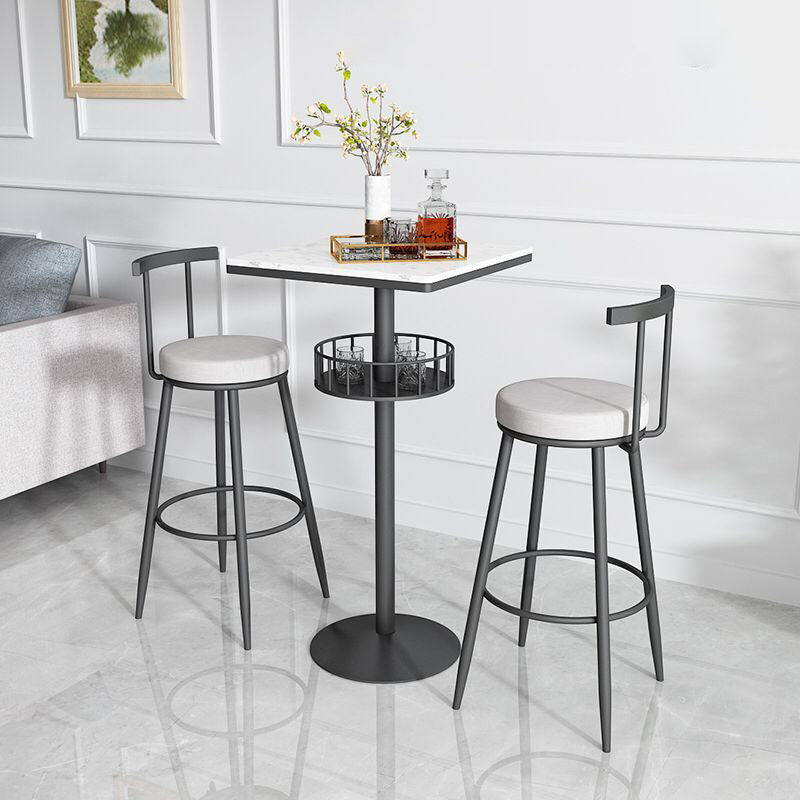 White Glam Style Round Table in Faux Marble and Metal Milk Tea Shop Bar Table