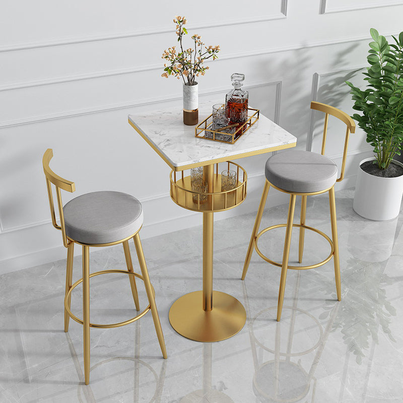 White Glam Style Round Table in Faux Marble and Metal Milk Tea Shop Bar Table