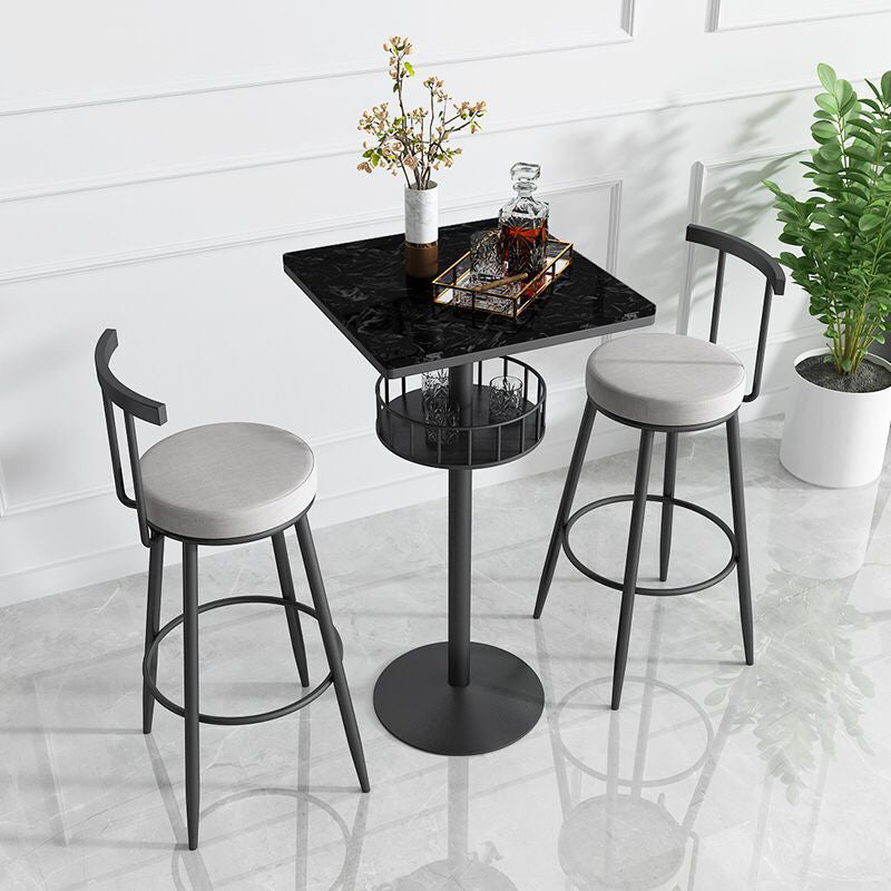 White Glam Style Round Table in Faux Marble and Metal Milk Tea Shop Bar Table