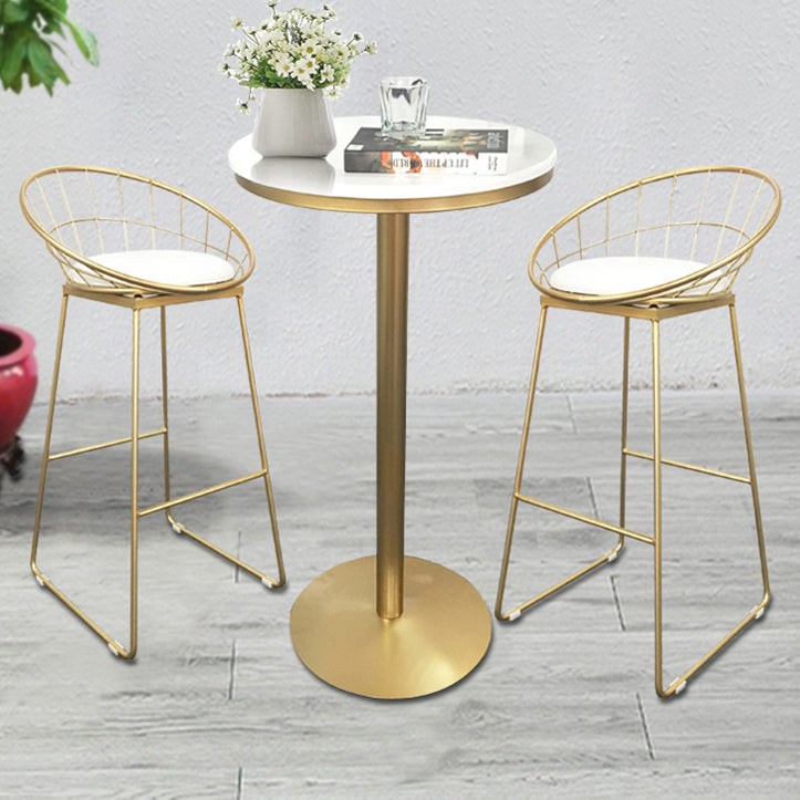 White Glam Style Ropund Table in Iron and Wood Table Milk Tea Shop Bar Table