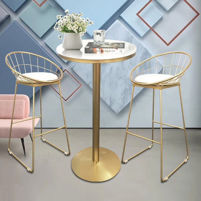 White Glam Style Ropund Table in Iron and Wood Table Milk Tea Shop Bar Table