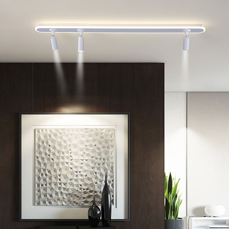 Lámpara de techo con riel LED de forma cilíndrica, soporte empotrado de hierro moderno para sala de estar