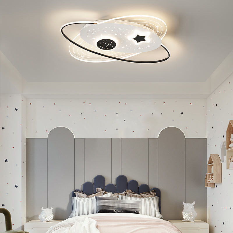 Oval Shape LED Ceiling Lamp Modern Iron 4 Lights Flush Mount for Bedroom