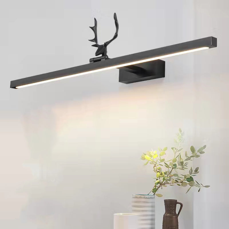 Lineaire vorm Metalen wand SCONCE Moderne stijl 1- Lichte spiegelwandgemonteerd licht in zwart