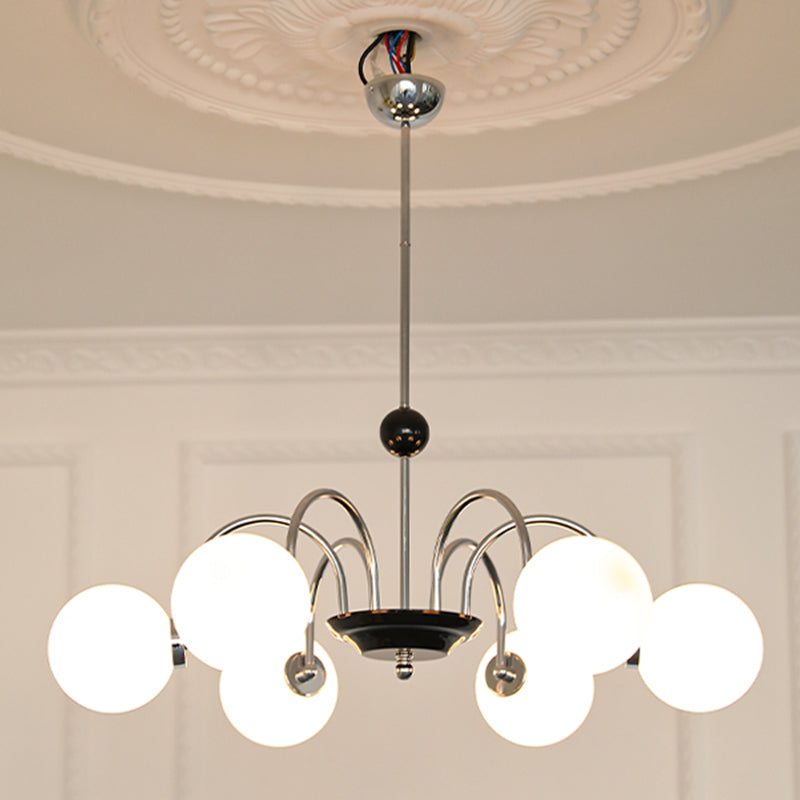 Pendants sphériques Lights Plafond en verre blanc moderne Light pour chambre à coucher