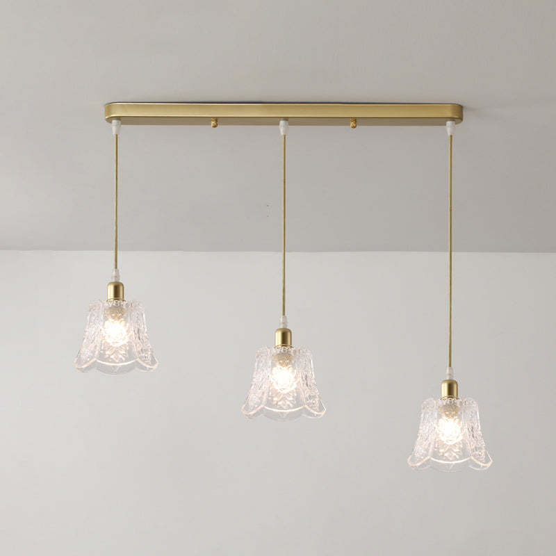 Barra sospesa a sospensione Luce in vetro vintage Luce a sospensione con 3 luci