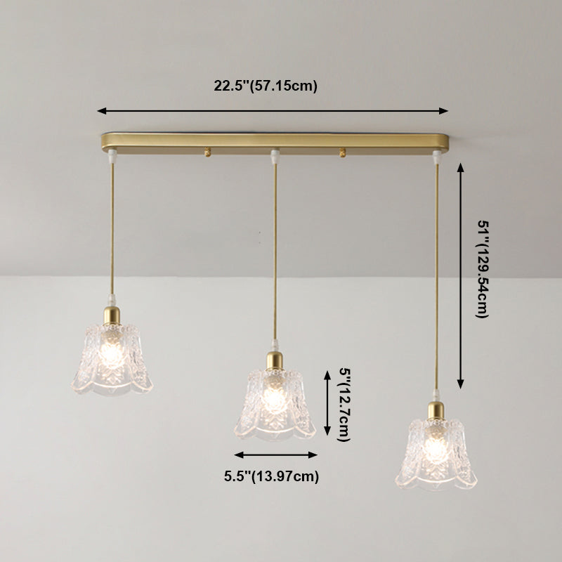 Barra sospesa a sospensione Luce in vetro vintage Luce a sospensione con 3 luci