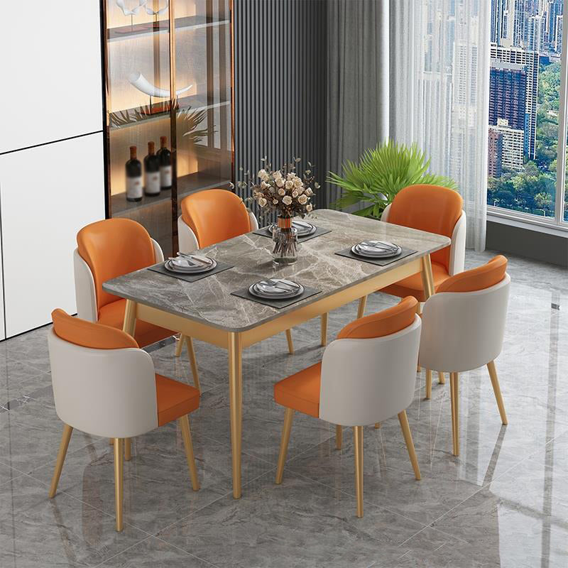 1/2/7 Pcs Metal Glam Dining Room Set with Rectangle Table Dinette Set