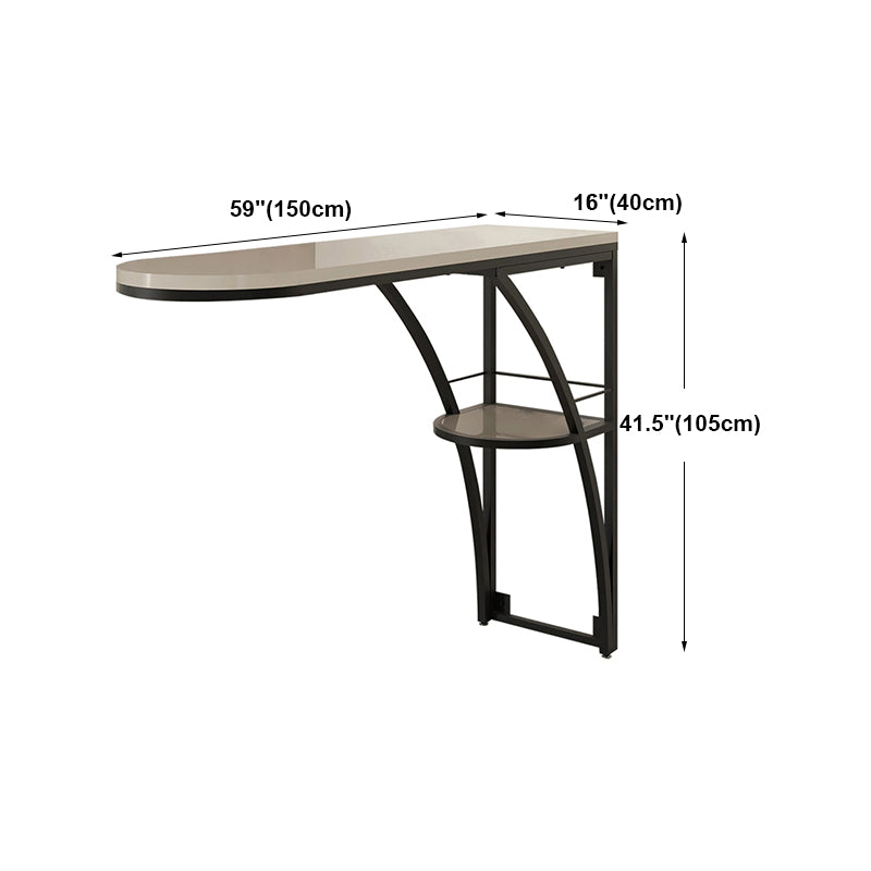 Modern White Wood Bar Table with Specialty Table Top Black Pedestal Table - 42" H