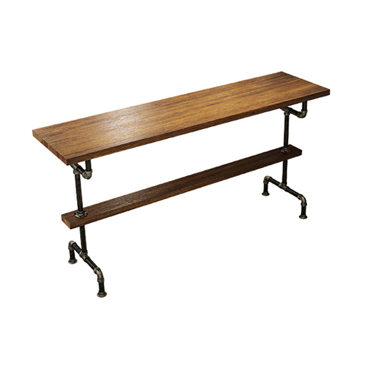 Industrial Wood Counter Table with Rectangle Table Top Black Trestle Table - 42" H