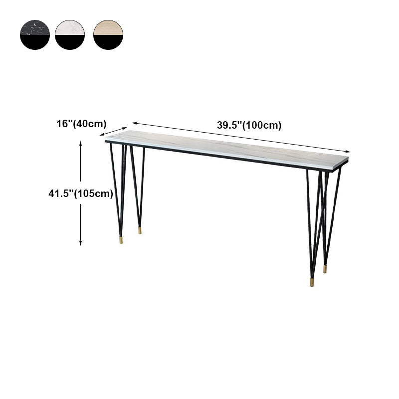 Modern Marble Pub Table with Rectangle Table Top Black Legs Table - 42" H