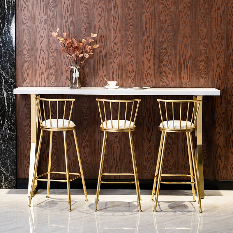 Glam Marble Bar Table with Rectangle Table Top Gold Double Pedestal Table - 42" H