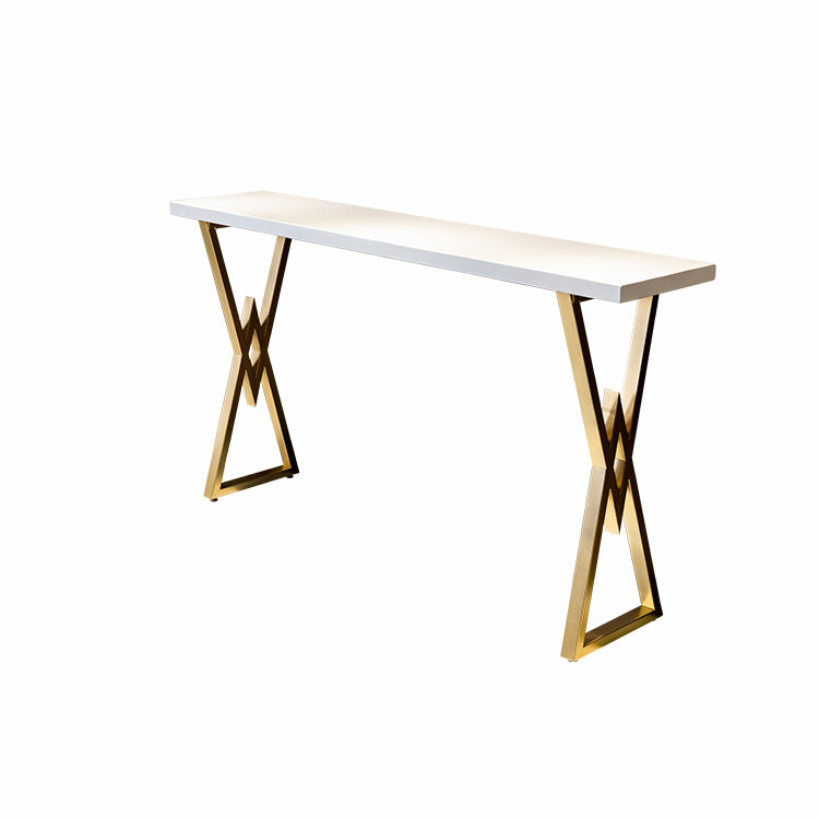 Glam Marble Bar Table with Rectangle Table Top Gold Double Pedestal Table - 42" H