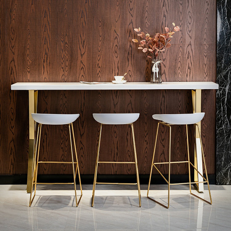 Glam Marble Bar Table with Rectangle Table Top Gold Double Pedestal Table - 42" H