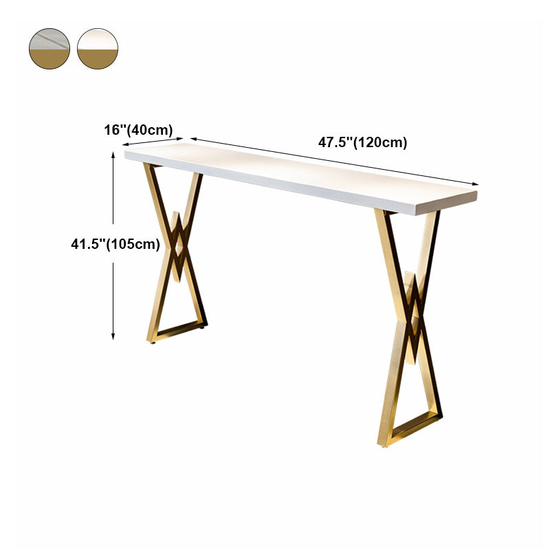 Glam Marble Bar Table with Rectangle Table Top Gold Double Pedestal Table - 42" H