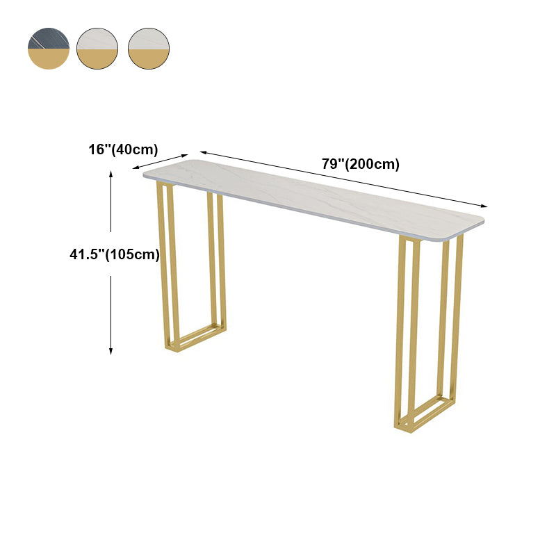 Modern Marble Counter Table with Rectangle Table Top Sled Table - 42" H