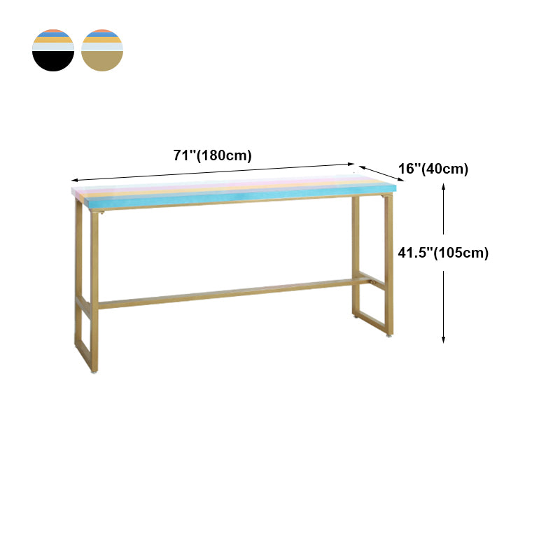 Industrial Wood Bar Table with Rectangle Table Top Trestle Table - 42" H